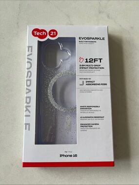 tech21 EvoSparkle Clear Glitter iPhone 16 Case - Clear